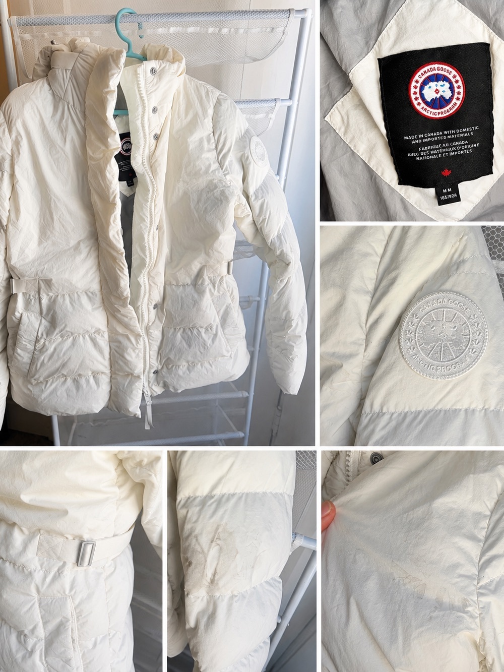 Canada Goose Women’s White Puffer Down Jacket White Disc Size M Asian Fit